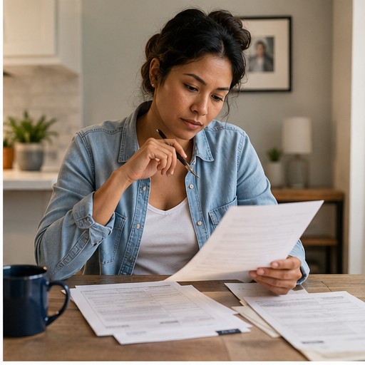 A client reviewing California court documents at home